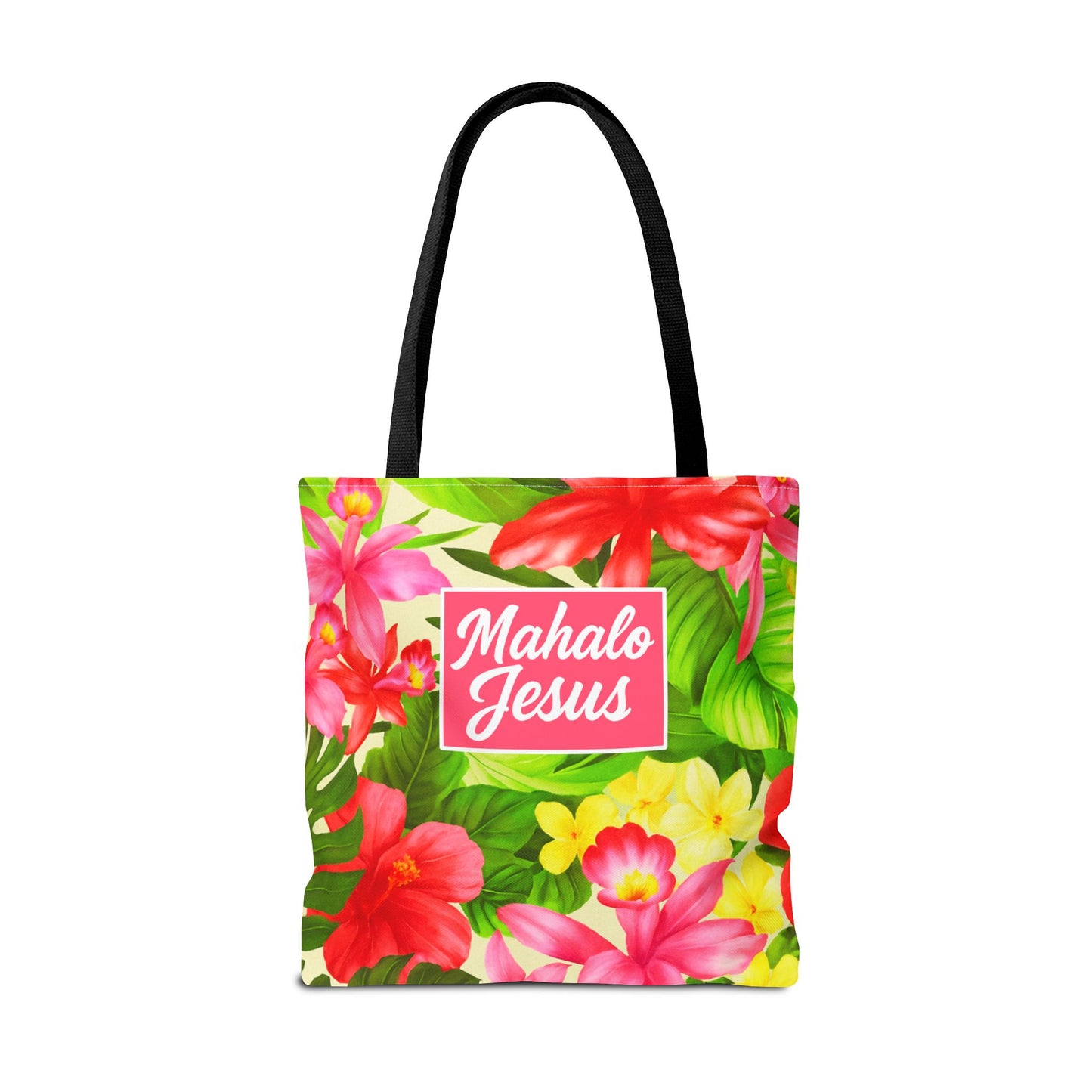 Mahalo Jesus Tote Bag Floral Design