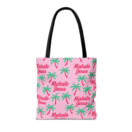 Mahalo Jesus Tote Bag Pink Design