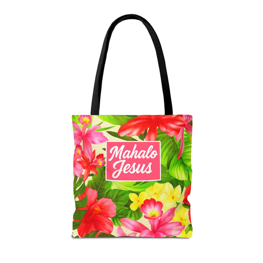 Mahalo Jesus Tote Bag Floral Design