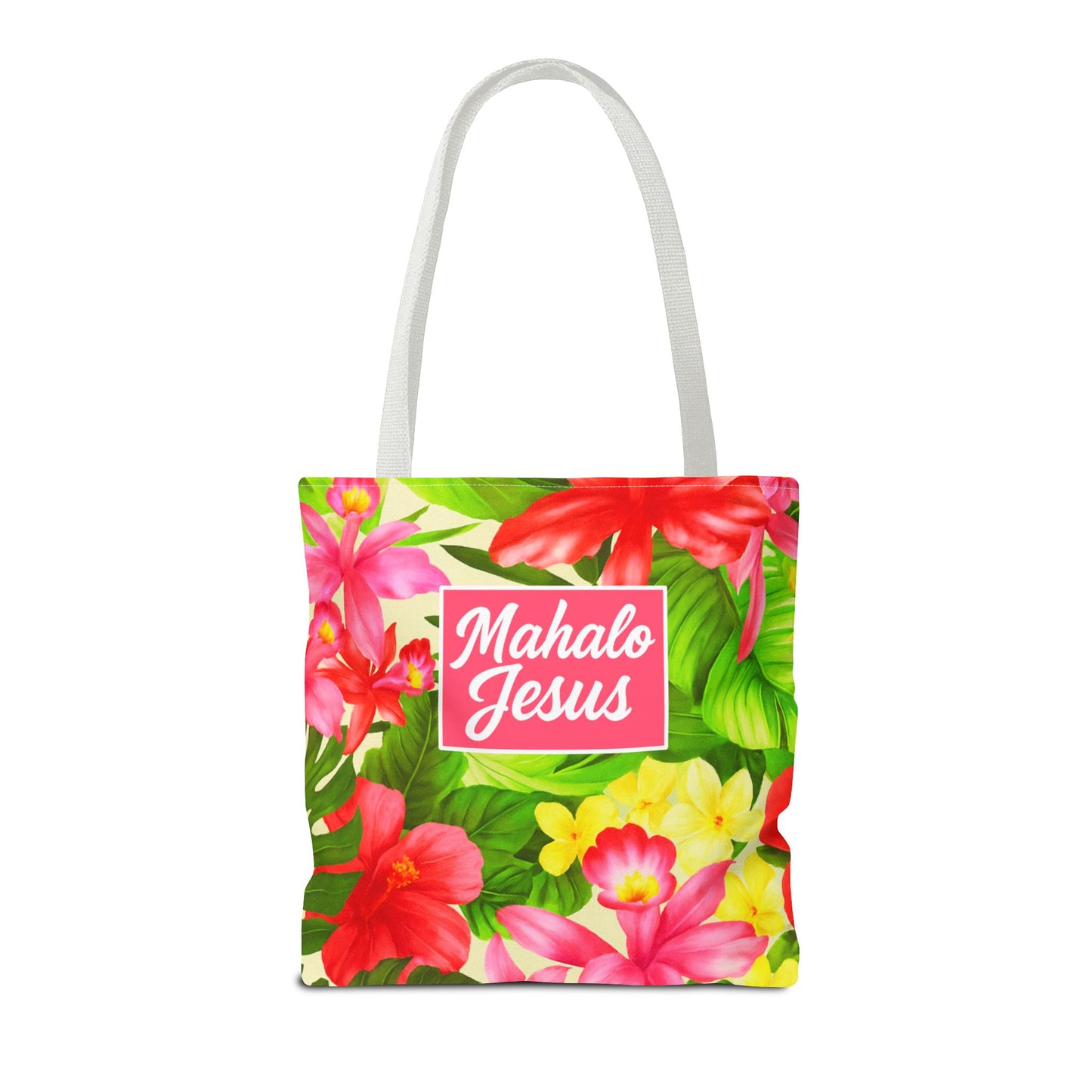 Mahalo Jesus Tote Bag Floral Design