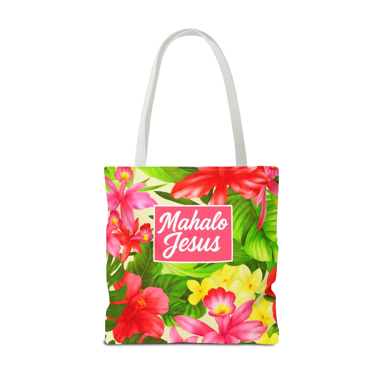 Mahalo Jesus Tote Bag Floral Design