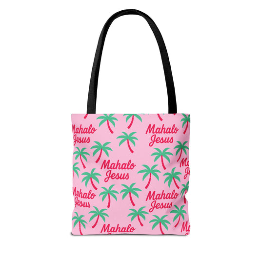 Mahalo Jesus Tote Bag Pink Design