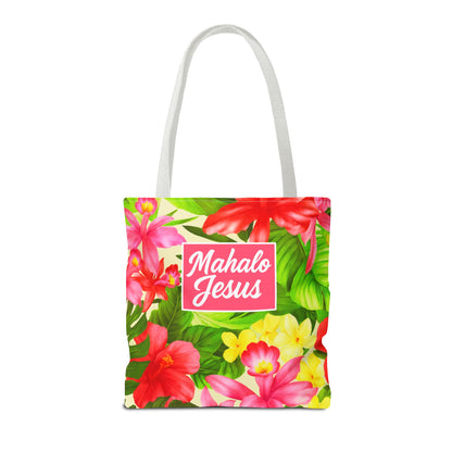 Mahalo Jesus Tote Bag Floral Design
