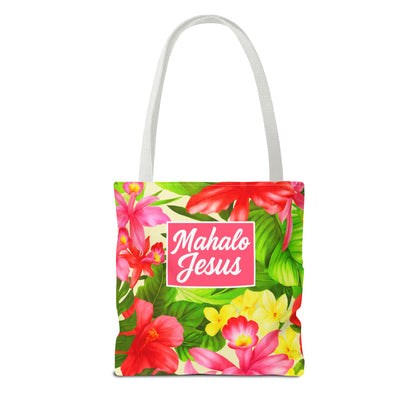 Mahalo Jesus Tote Bag Floral Design